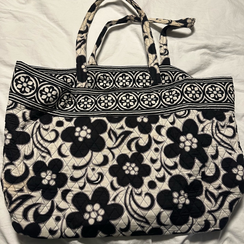 Vera Bradley Black and Cream Floral Tote